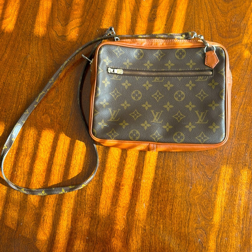 Louis Vuitton Monogram Crossbody Bag with Brown Trim